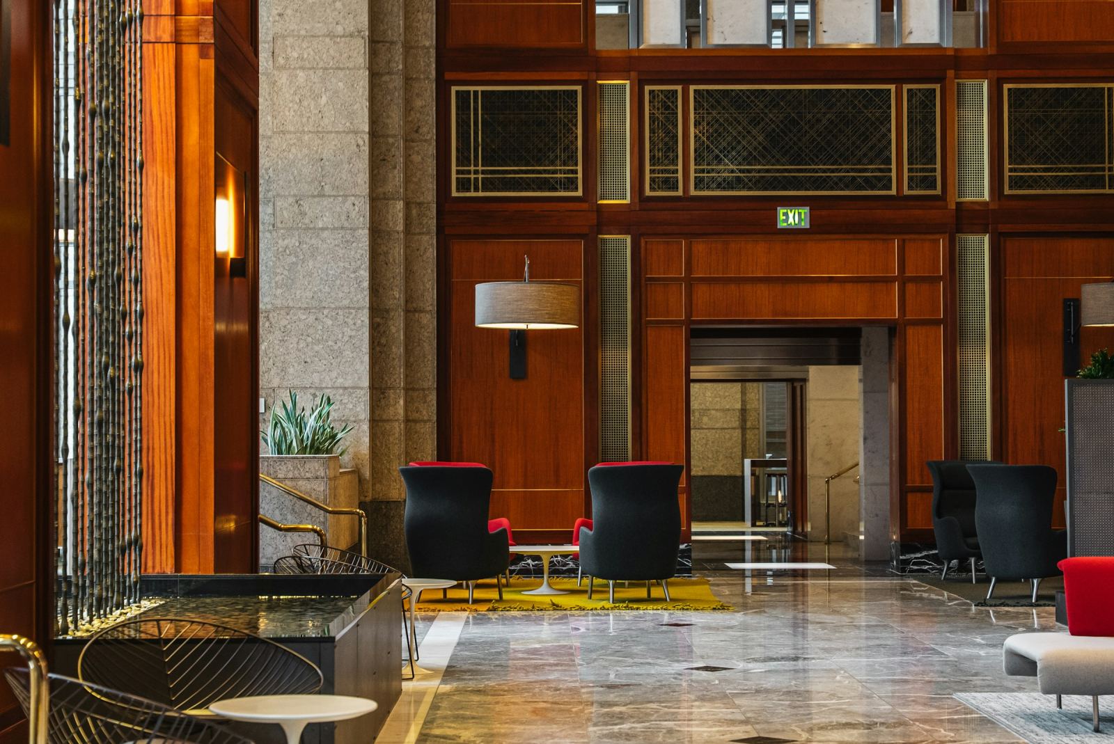 Modern hotel lobby and reception desk